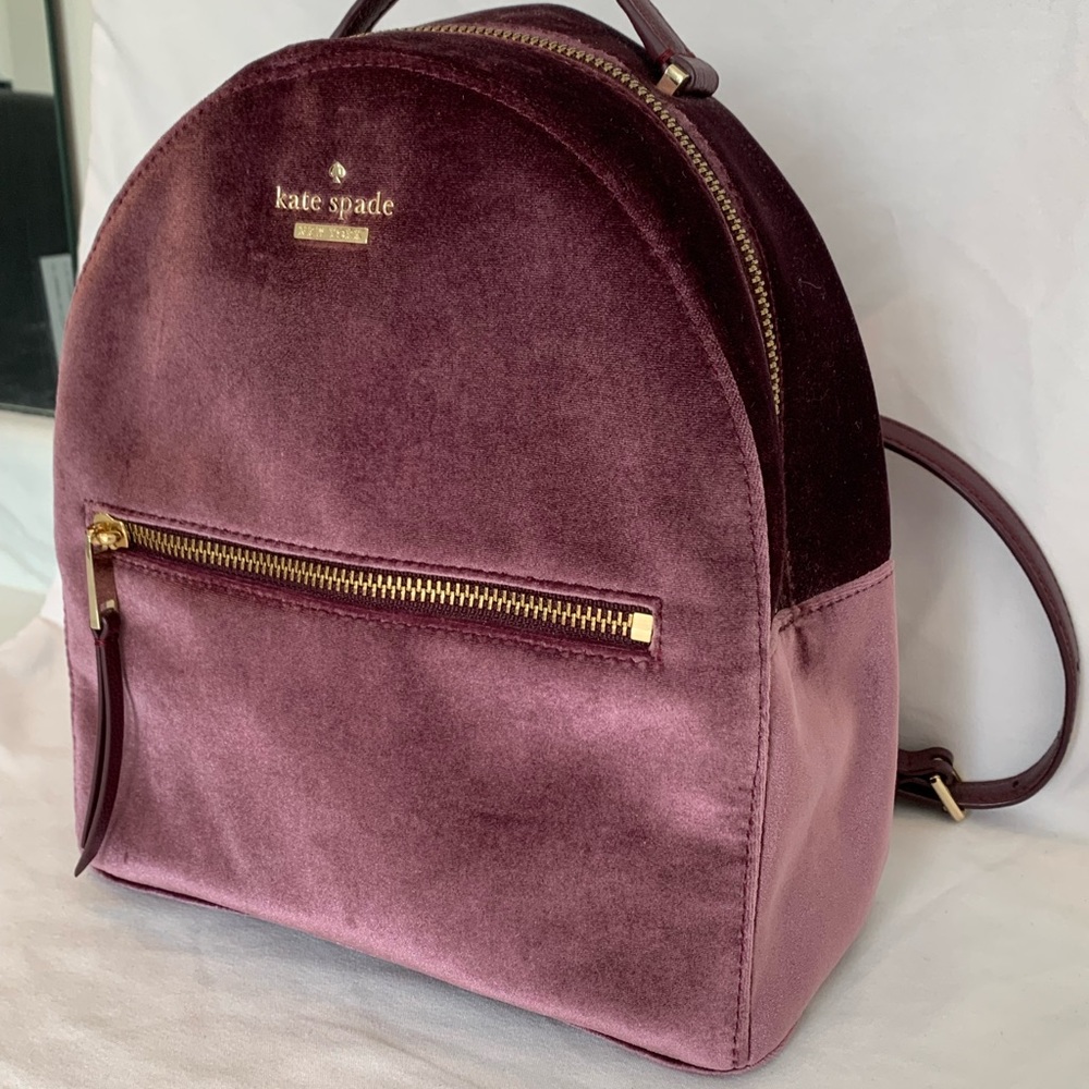 🤩RARE🤩💯% Authentic Kate Spade Dawn Place Velvet Backpack Bag - Picture 5 of 13